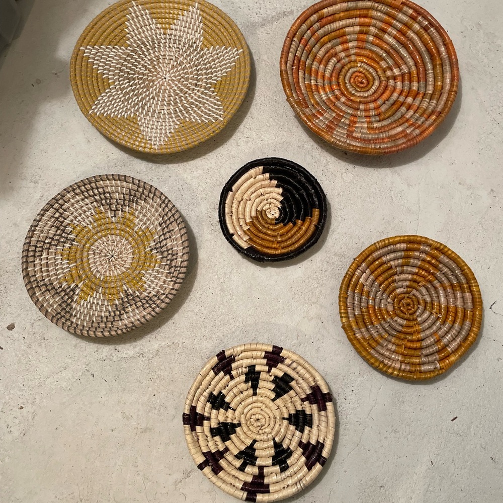 Handwoven Multicolor basket weave wall Set